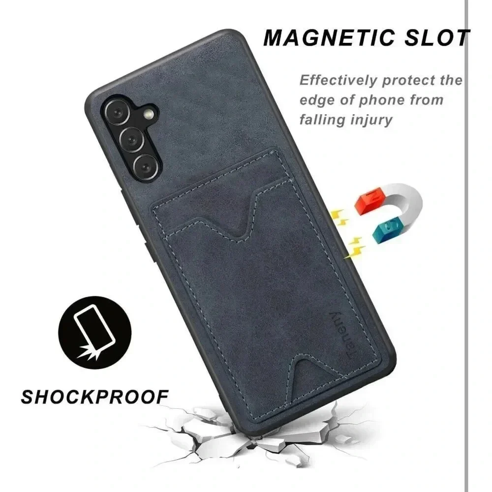 Leather Wallet Case with Card Holder Kickstand for‎ Samsung Galaxy A14 5G Gray